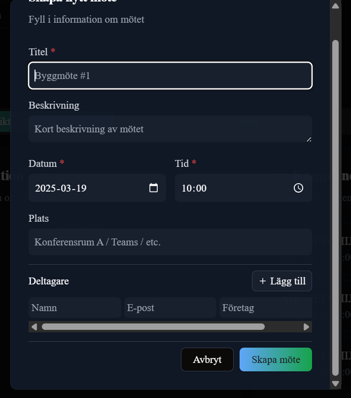 Skapa möte i Floodix